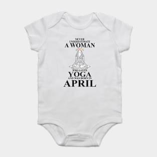 never underestimate a woman who loves yoga and was born in august(1) Baby Bodysuit